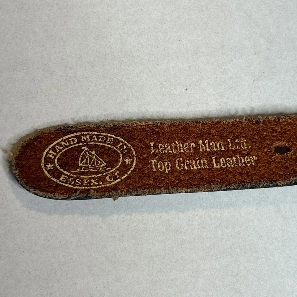 Leather Man Ltd Nautical Signal Flags Canvas Leather Belt Essex CT Men Size 26‎